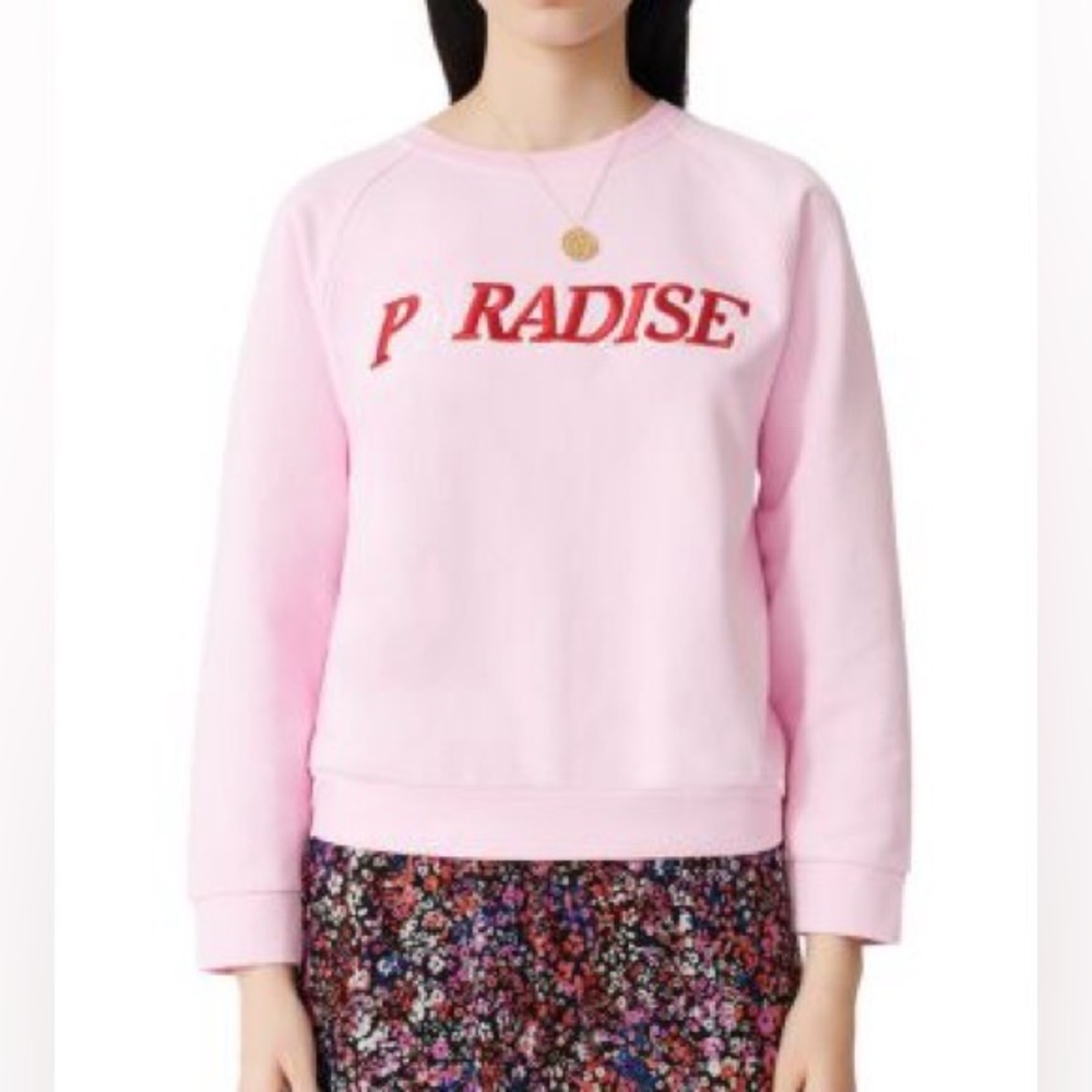 Maje Talina paradise pink embroidered sweatshirt sz 3 / large